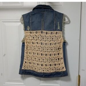 FP lace denim vest